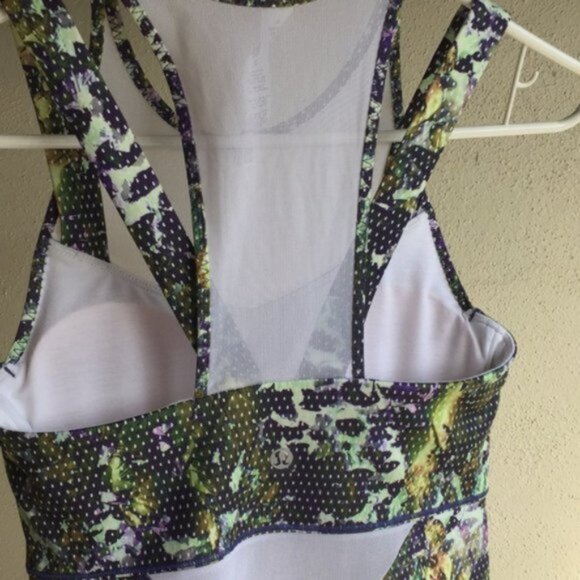 Lululemon (4) Running In The City Dotted Floral Abstract Mesh Racerback Tank Top - Picture 5 of 9